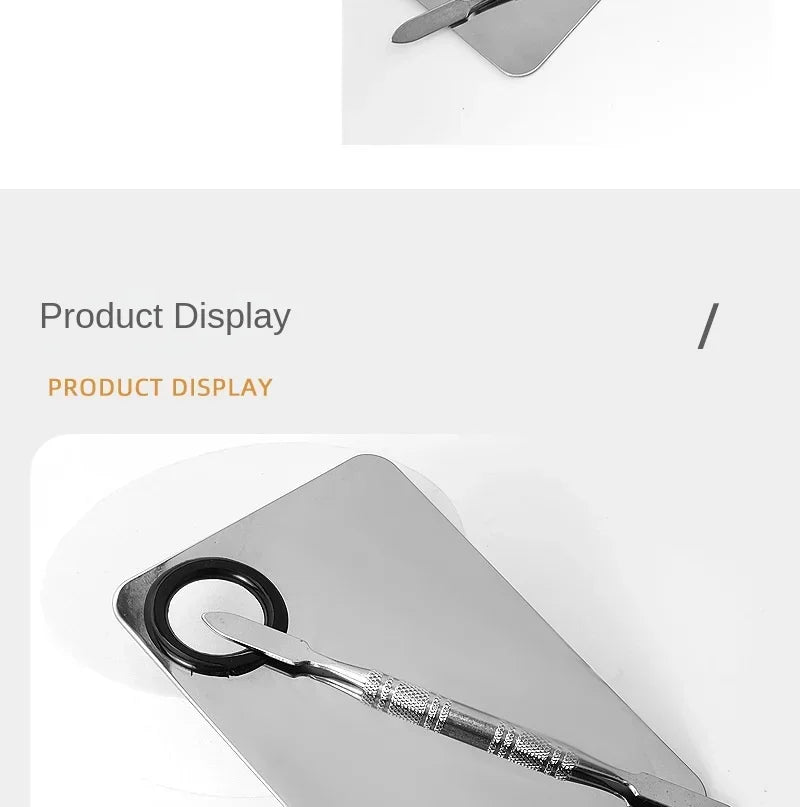 Makeup Mixing Palette Upgrad Stainless Steel Metal Mixing Tray with Spatula Artist Tool for Mixing Foundation Nail-Art