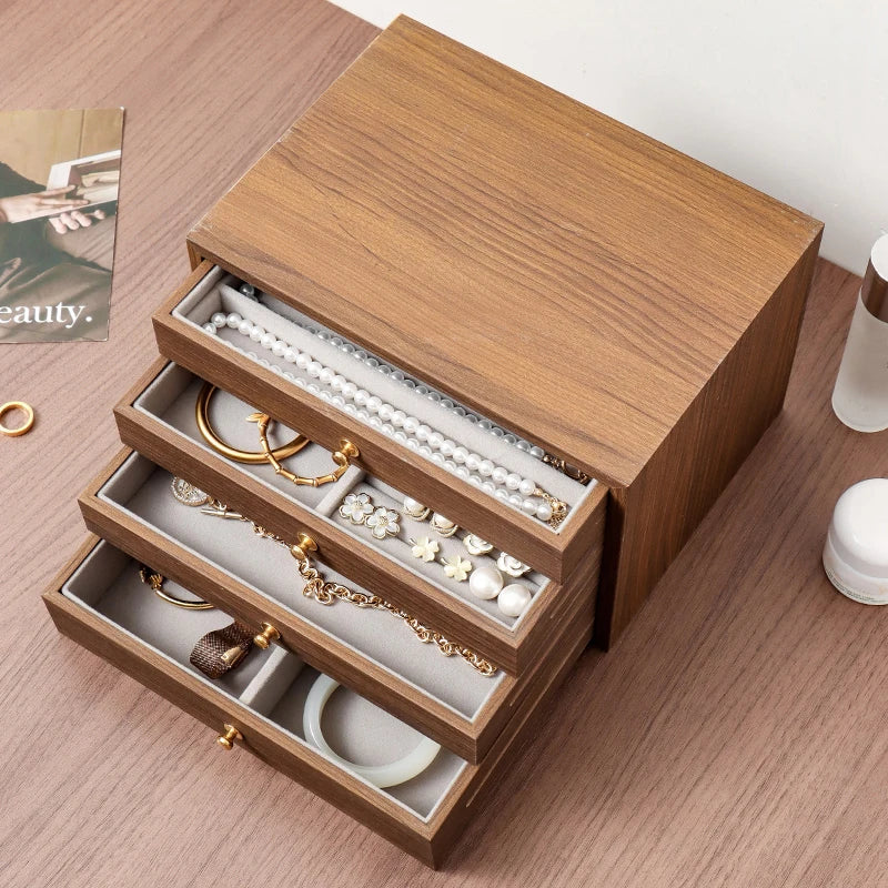 High end exquisite wooden jewelry box, handmade jewelry necklace, jewelry box, bracelet, ring storage box, birthday and wedding