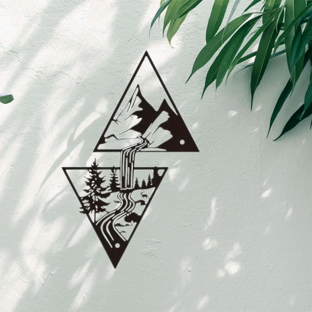 Mountain Wall Art, Mountain Waterfall Metal Wall Art Home Decor, Metal Wall Art, Home Decor Modern Art Wall Ornaments Artwork