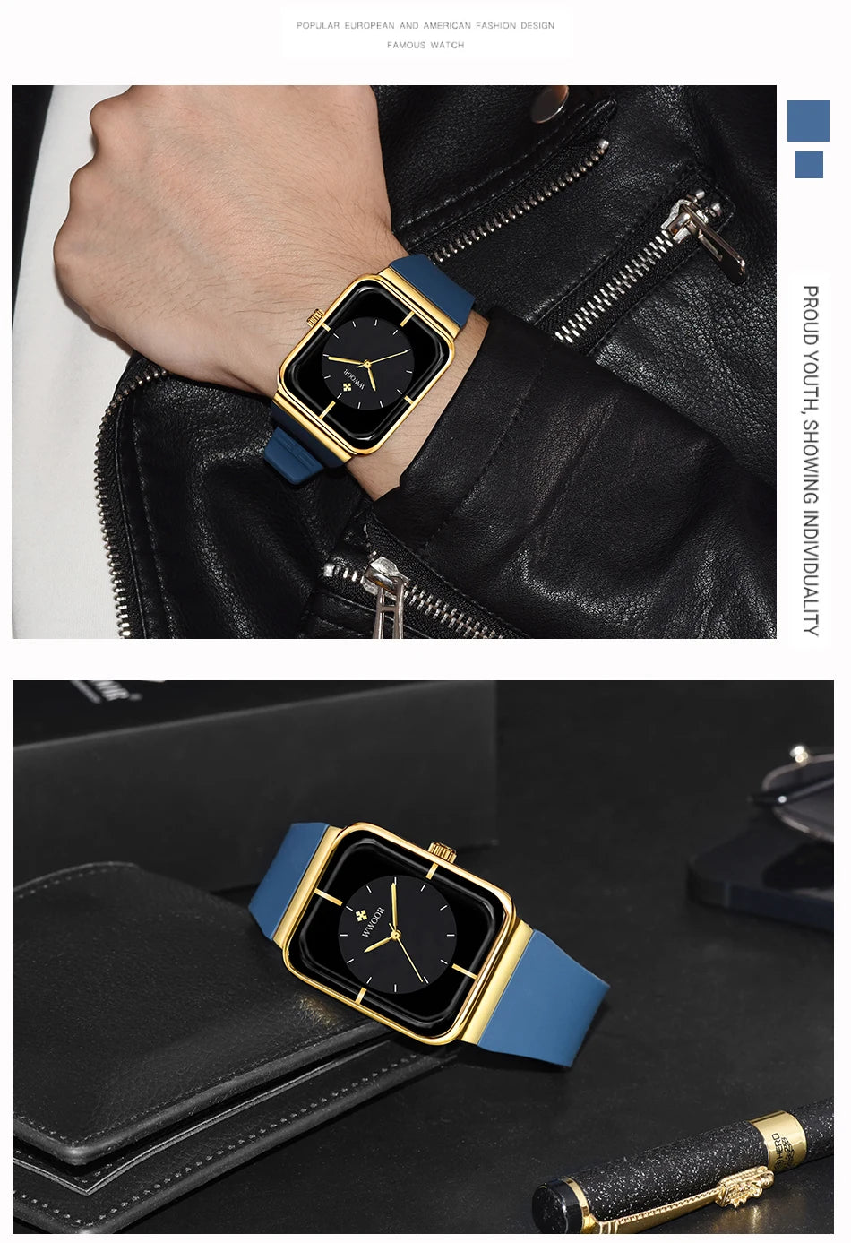 WWOOR  Men's Watches Top Brand Luxury Watch For Men Gold Fashion Stainless Steel Waterproof Quartz Wristwatch  Relogio Masculino