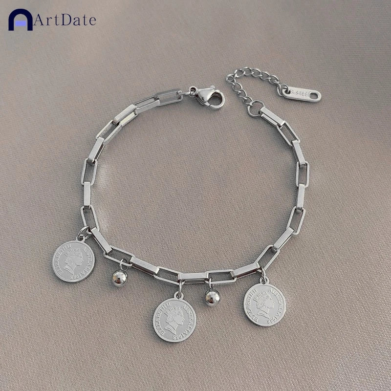 Women Paperclip Chain Bracelet,18K Gold Plated Stainless Steel Adjustable Chain Bracelet,Chunky Stackable Layered Jewelry