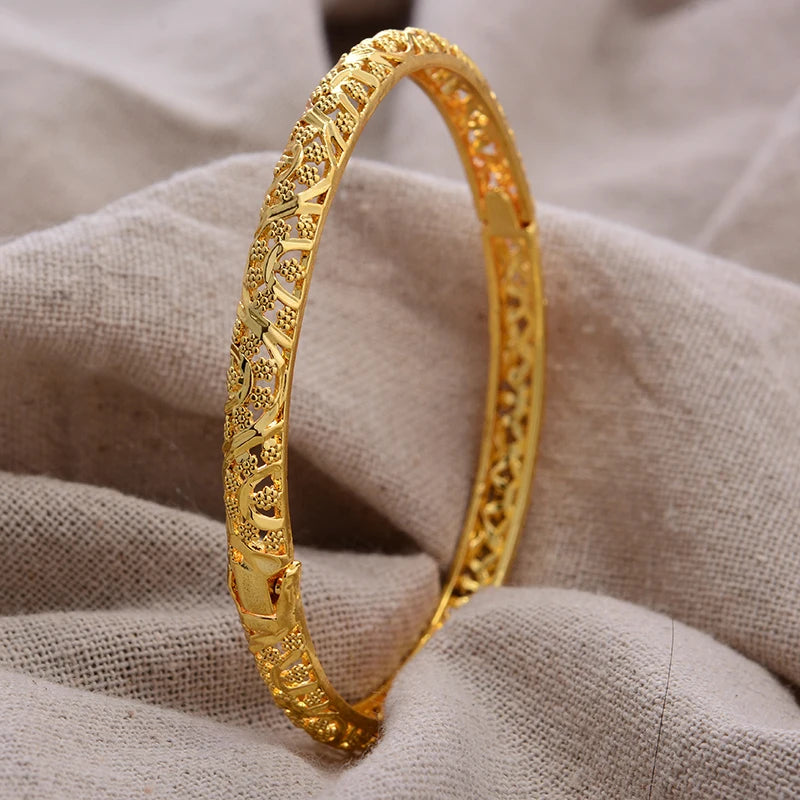 Luxury Vintage Gold Plated Bangles For Women Girls  Arabia Bridal Wedding Jewelry Gifts