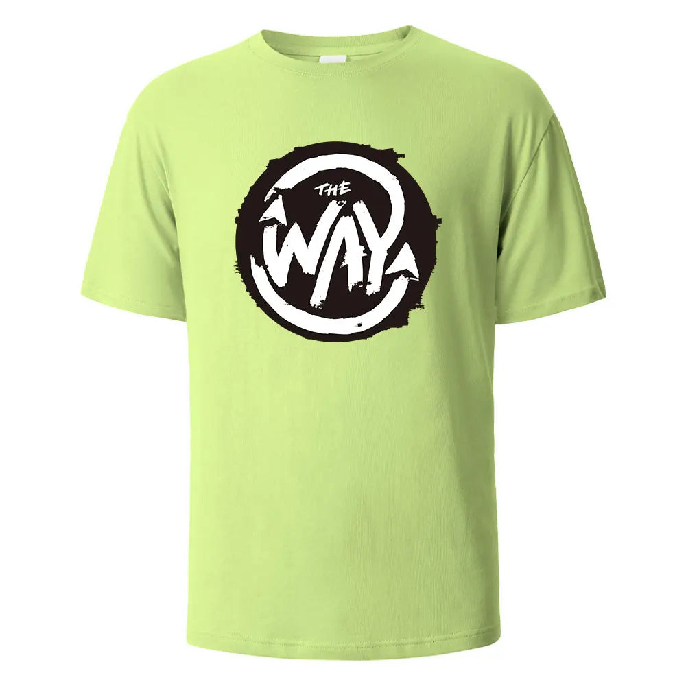 Men's Printed T-Shirt The Way Streetwear 100%Cotton Tops For Men Women Summer Breathable Short-Sleeved Casual O-neck Basic Tees