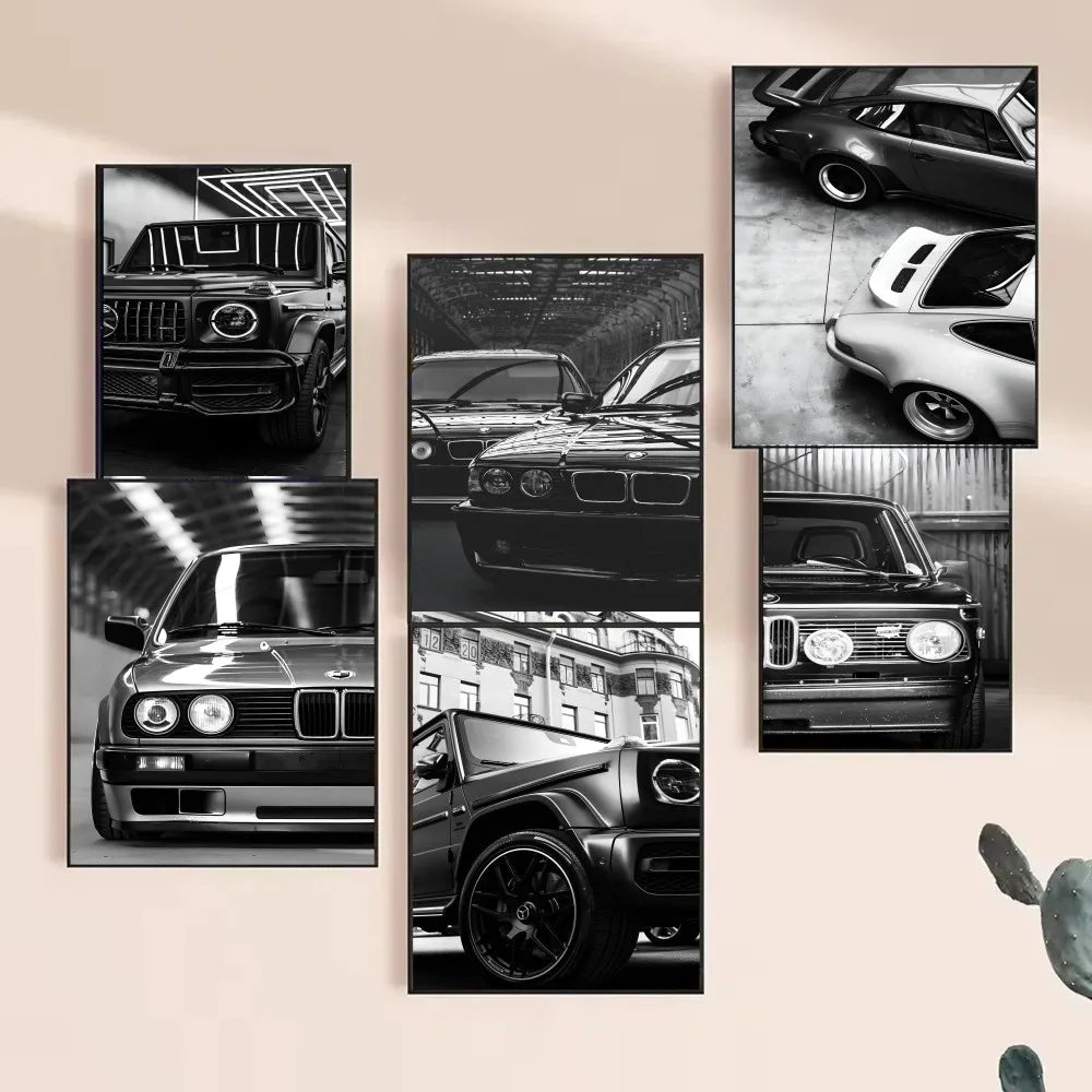 Modern Fashion Wall Art Simple Black And White Luxury Car Poster HD Posters Home Room Bar Cafe Decor Art Wall Painting Picture
