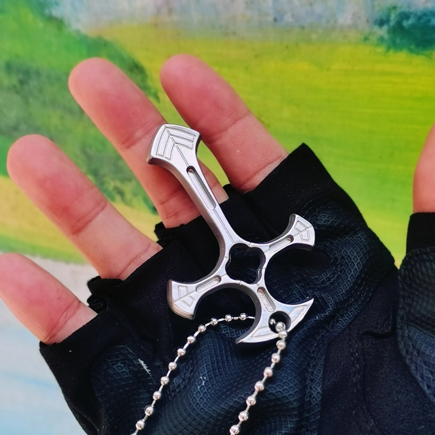 Cross Necklace For Men Self Defense Keychain Accessories With Beads Chain Pendants EDC Multi Tools Fashion Jewelry Cool Gadgets