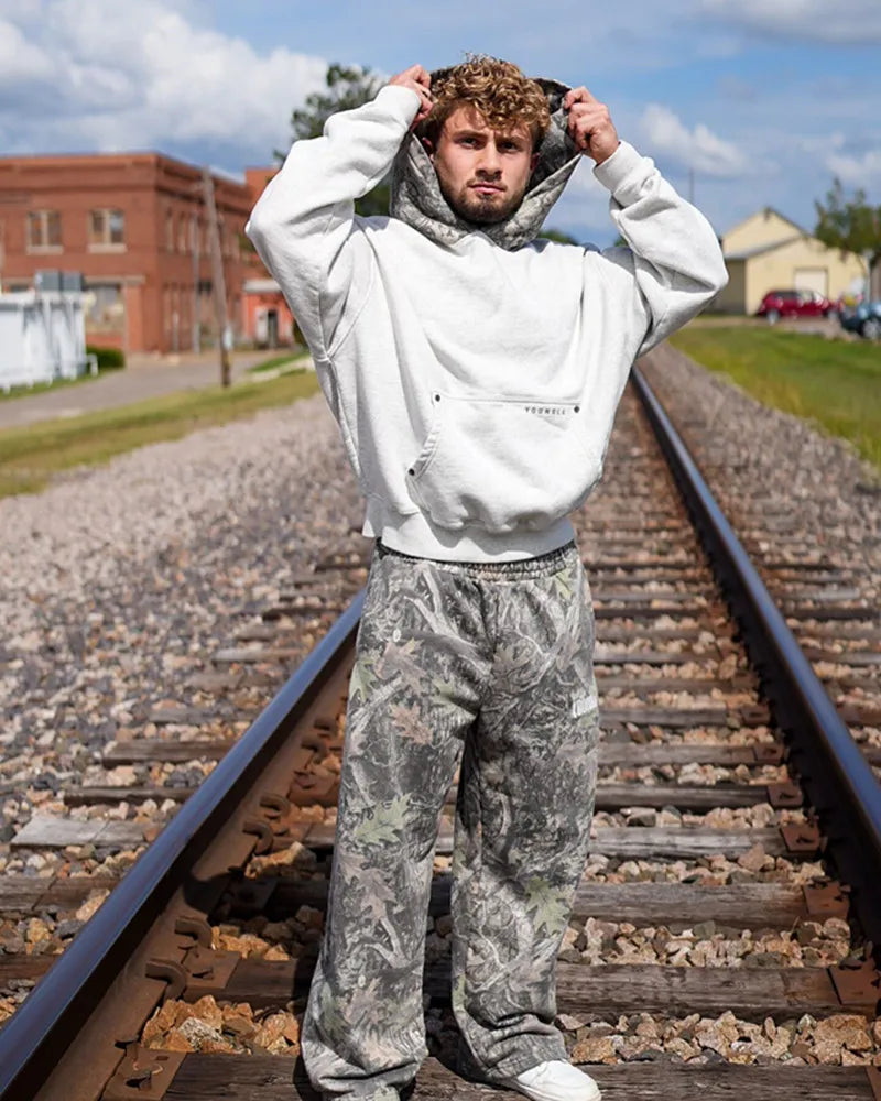 Men's pants New style Spring American digital camouflage print sports fitness Trousers loose and versatile wide-leg pants Man