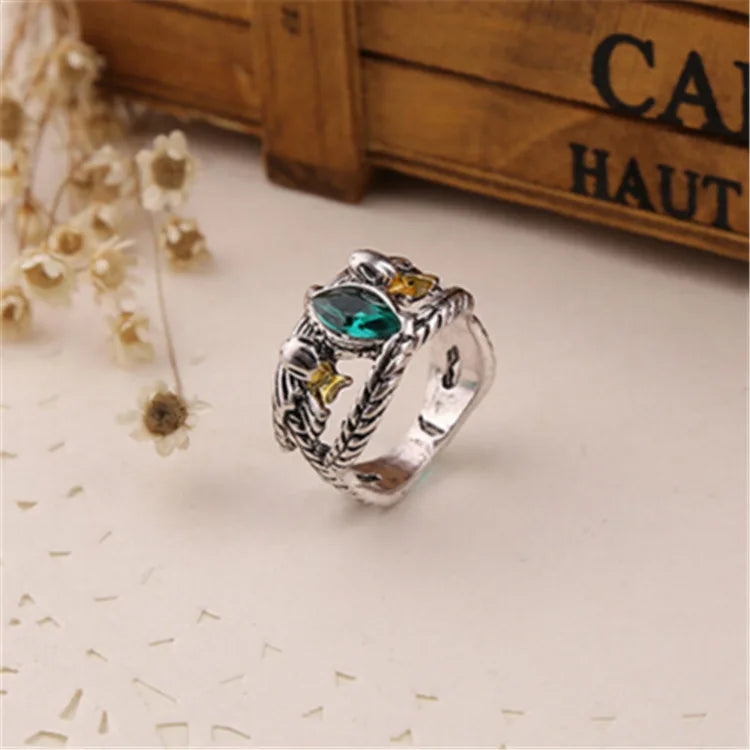 Lord Ring of Barahir Aragorn Gondor Green Crystal Rings for Women Men Jewelry