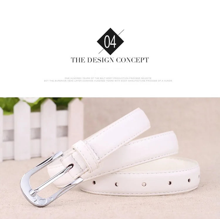 Women's Trousers Belt PU Leather Trend White Belt Fashion High Quality Trouser Belt Solid Vintage Pin Buckle Ladies Strap DT067