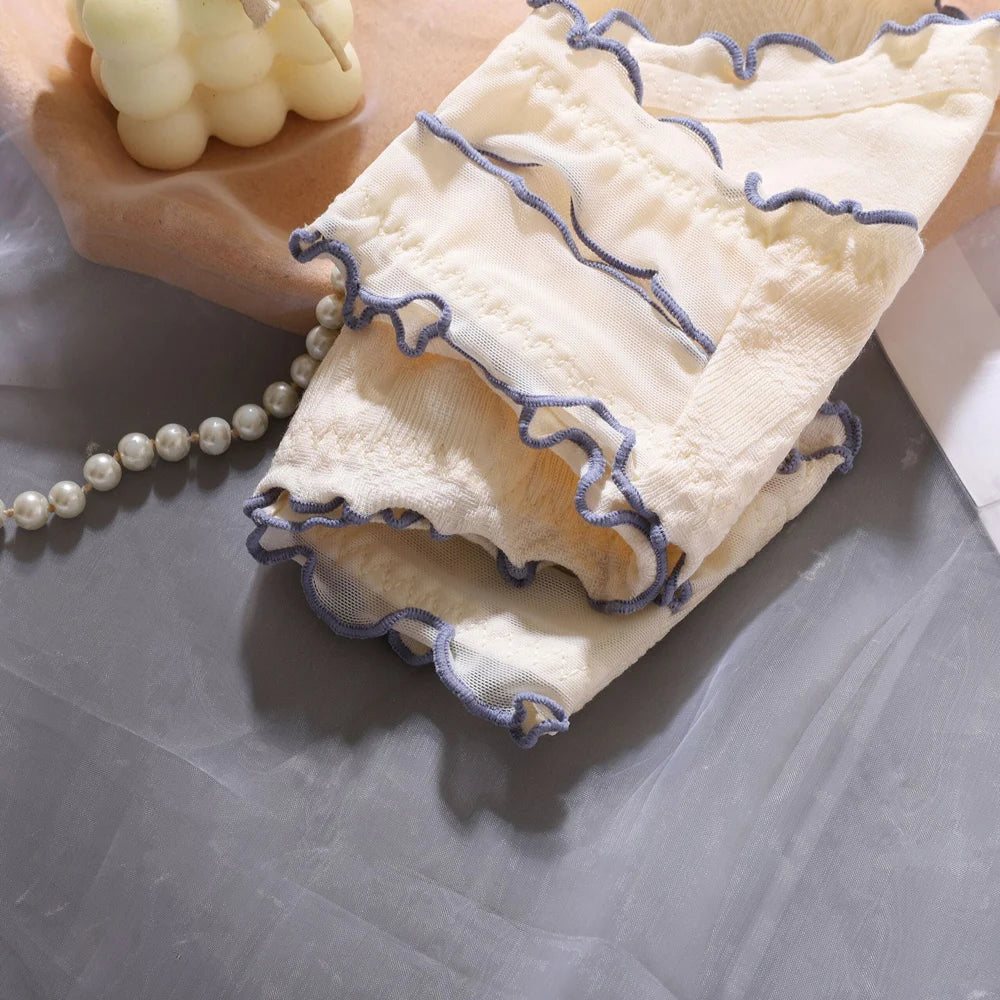 Women underwear Women's Sweet Style Ribbed Mid-Waist Panties Comfortable Breathable Hollow out Underpants Female Underwear Super