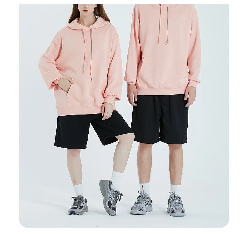 Solid Oversize Hoodies For Women Pocket Casual Loose Hooded Sweatshirt Woman Autumn Cotton Terry Hoodies Women Oversize Pullover