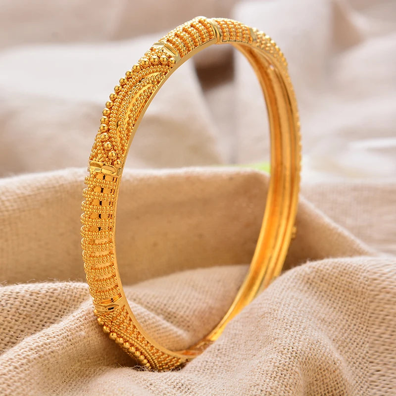 Luxury Vintage Gold Plated Bangles For Women Girls  Arabia Bridal Wedding Jewelry Gifts