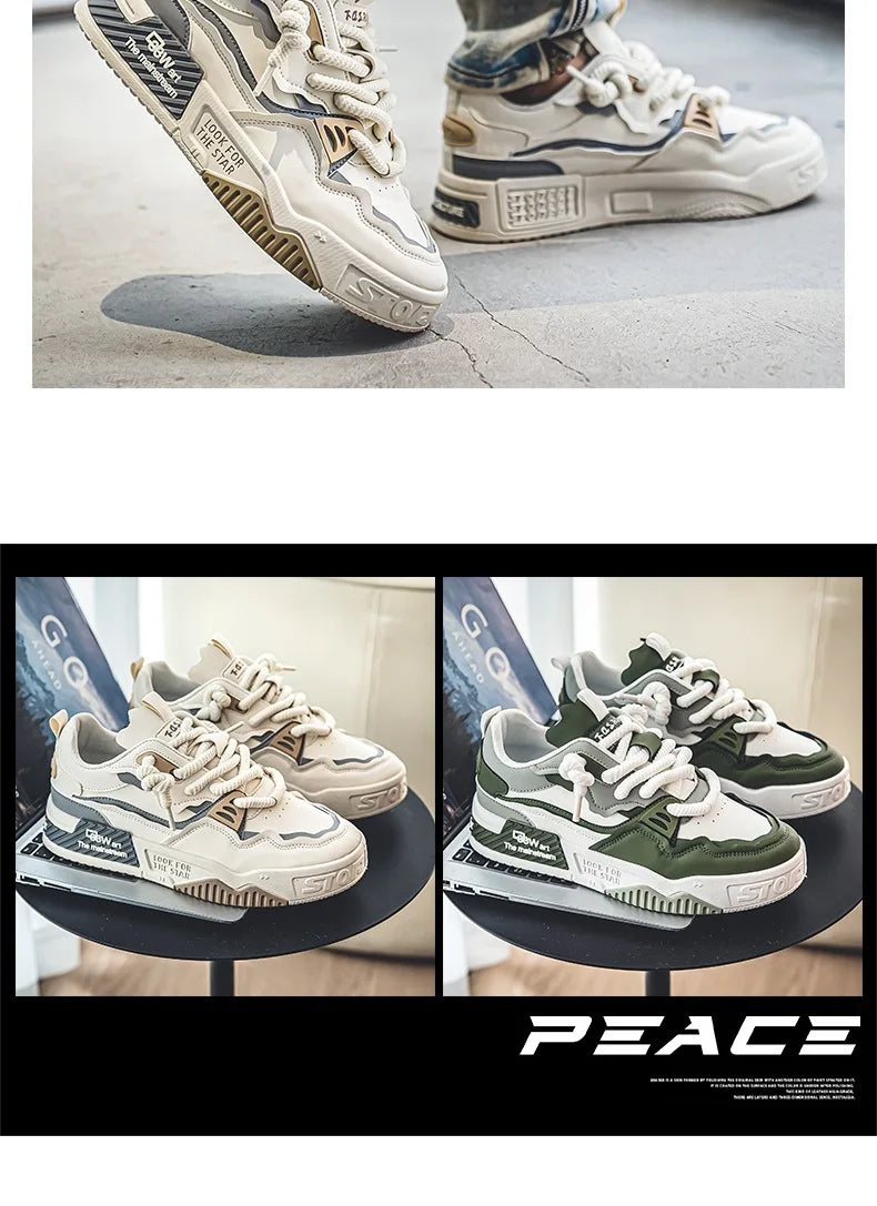 2025 New Men's Shoes Summer Versatile Thick soled Casual Flat Shoes Anti slip Youth Sports Trendy Shoes