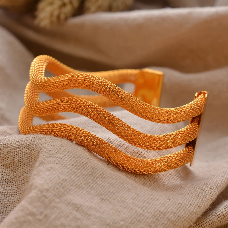 Luxury Vintage Gold Plated Bangles For Women Girls  Arabia Bridal Wedding Jewelry Gifts