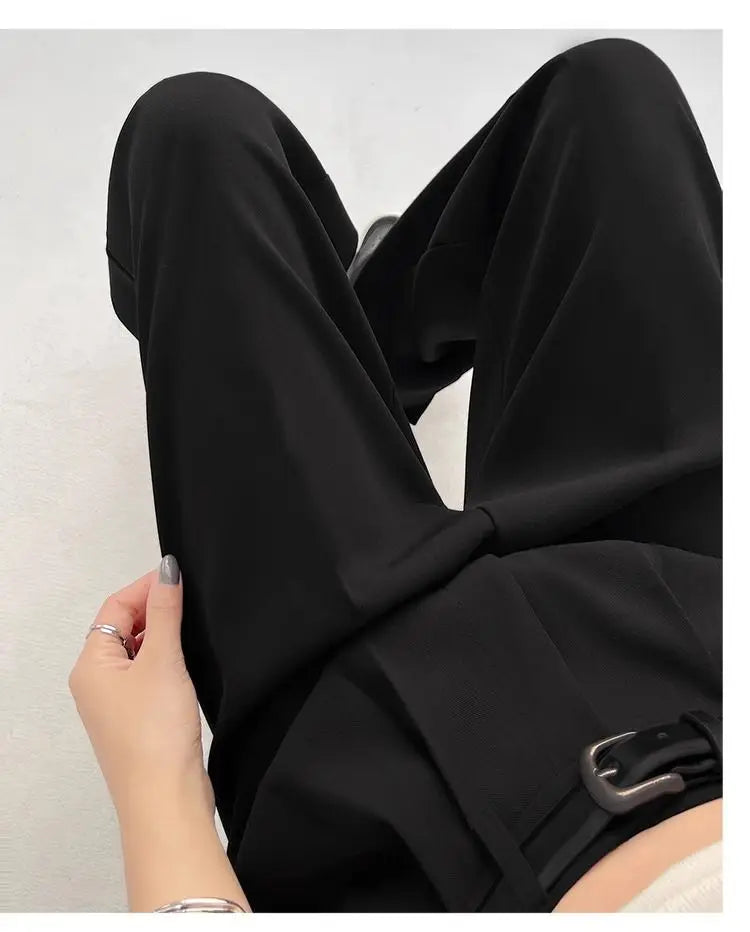 2025 New Women's Pants Casual Temperament High Waist Loose Straight Trousers Gift Belt Fashion Versatile Wide Leg Pants Women
