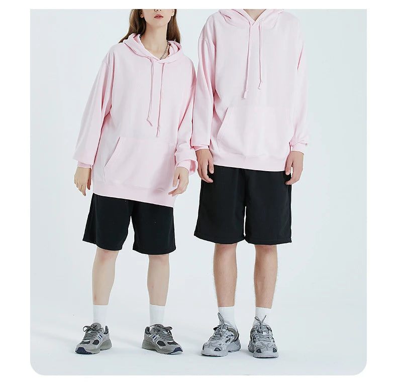 Solid Oversize Hoodies For Women Pocket Casual Loose Hooded Sweatshirt Woman Autumn Cotton Terry Hoodies Women Oversize Pullover