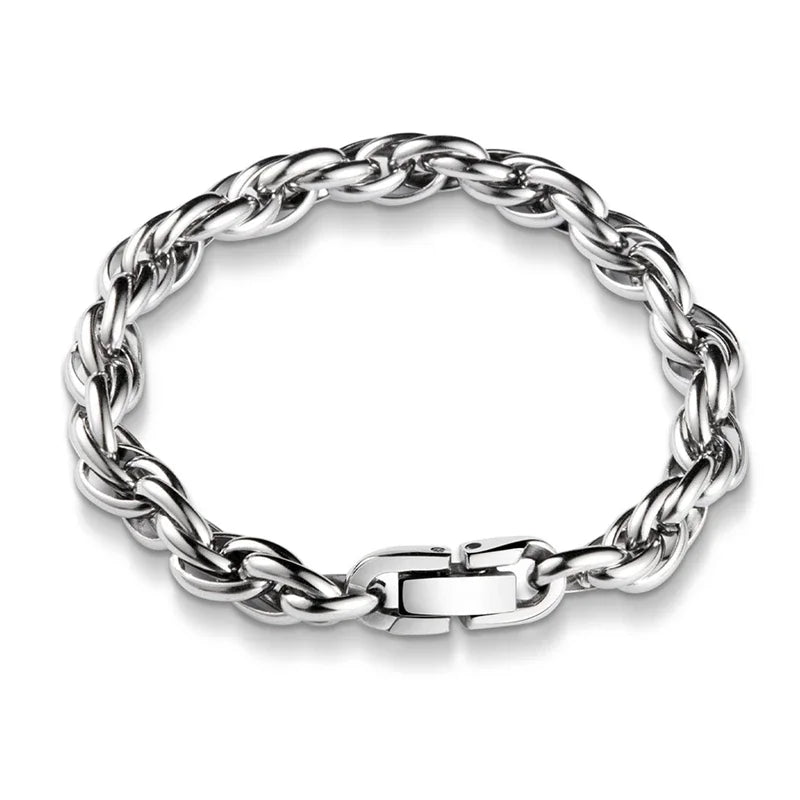 Twisted Chain Bracelet for Men Women Stainless Steel Silver Color Chain Bracelets Bangle Male Jewelry Gift Wholesale