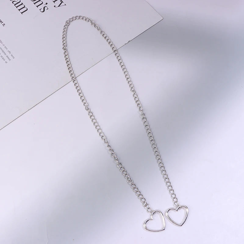 Slip Chain For Women Human Slipchain Choker Collar Heart Chain Necklace Heavy Cuban Long Chain