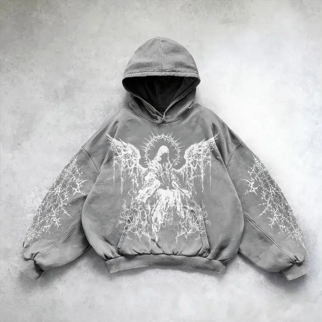 Harajuku gothic goddess print hoodies women goth 2025 hot sell hoodie y2k tops oversized sweatshirt black streetwear clothes