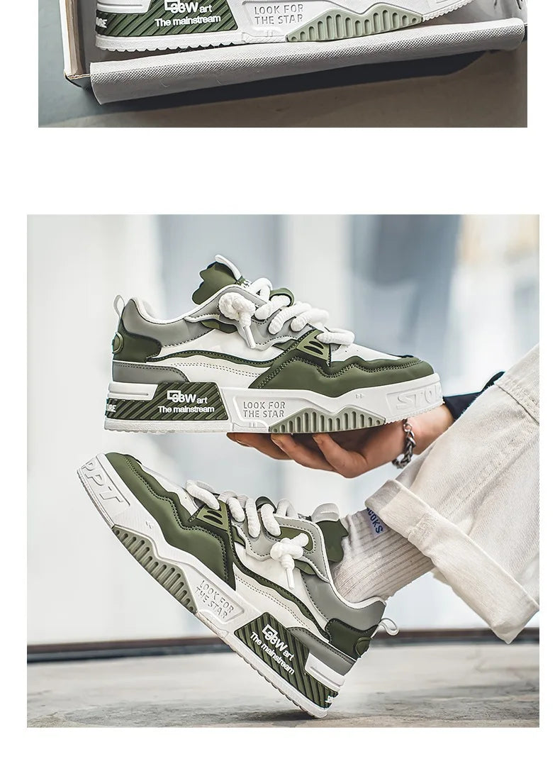 2025 New Men's Shoes Summer Versatile Thick soled Casual Flat Shoes Anti slip Youth Sports Trendy Shoes