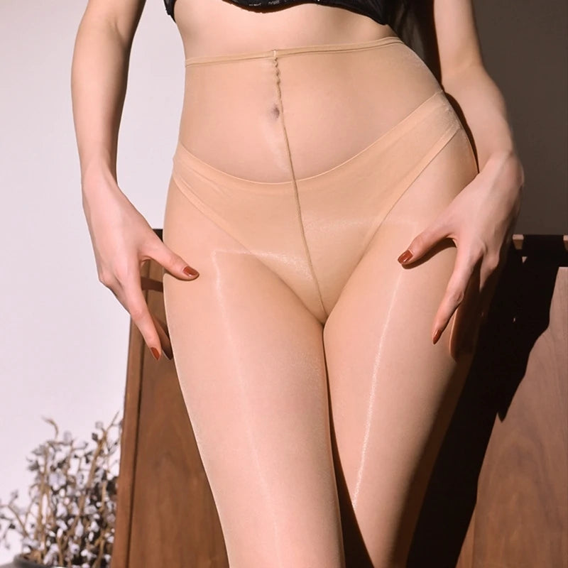 Summer Women Underwear Sexy See Through Invisible Tights Narrow Waist Edge High Elasticity Pantyhose Oil Glossy Shaping Hosiery