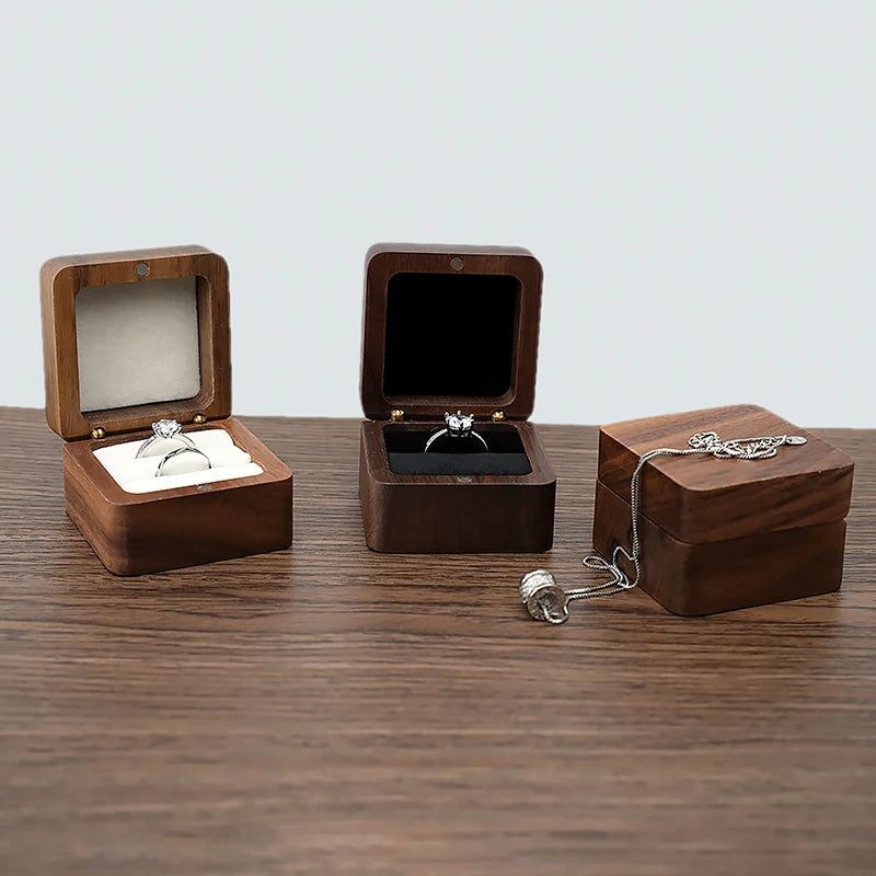 Wood Jewelry Box Wedding Ring Box Earring Rings Organizer Box Gift Package Case Portable Jewelry Organizer