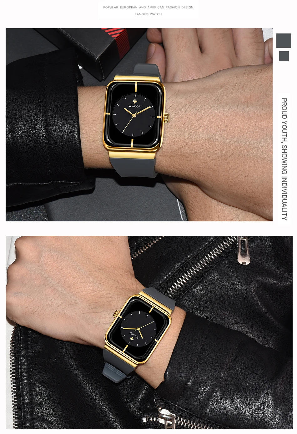 WWOOR  Men's Watches Top Brand Luxury Watch For Men Gold Fashion Stainless Steel Waterproof Quartz Wristwatch  Relogio Masculino