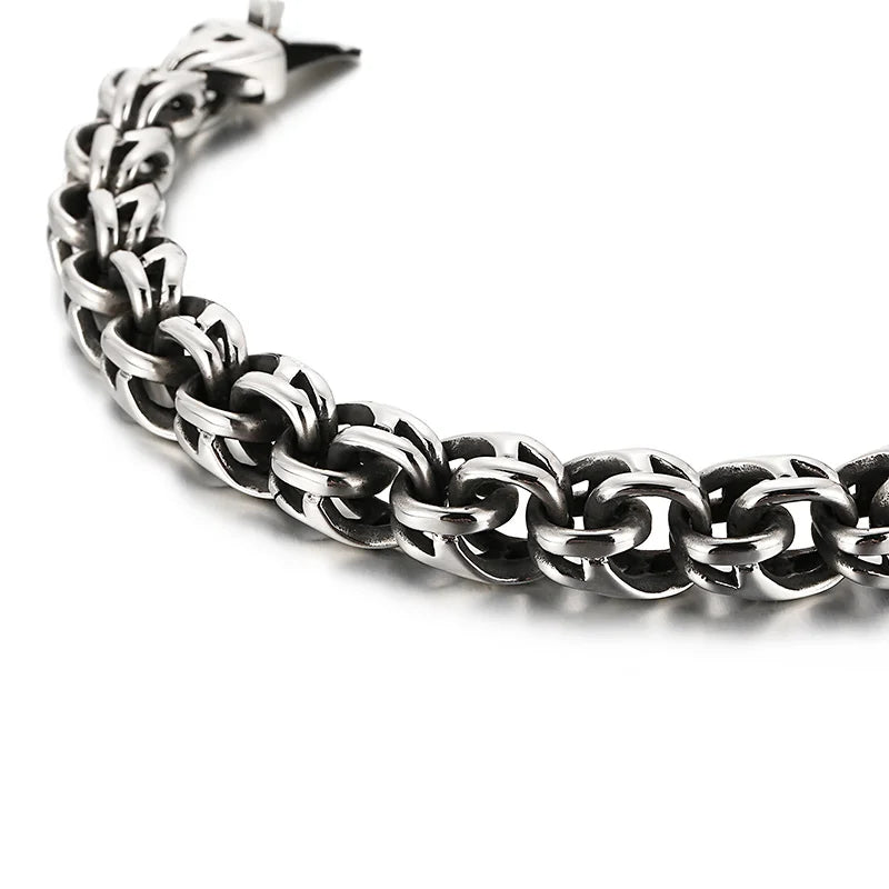 Twisted Link Chain Men Bracelet Mens 9 Inches Stainless Steel Hand Geometry Chain Armband Biker Hip Hop Bracelet Jewelry