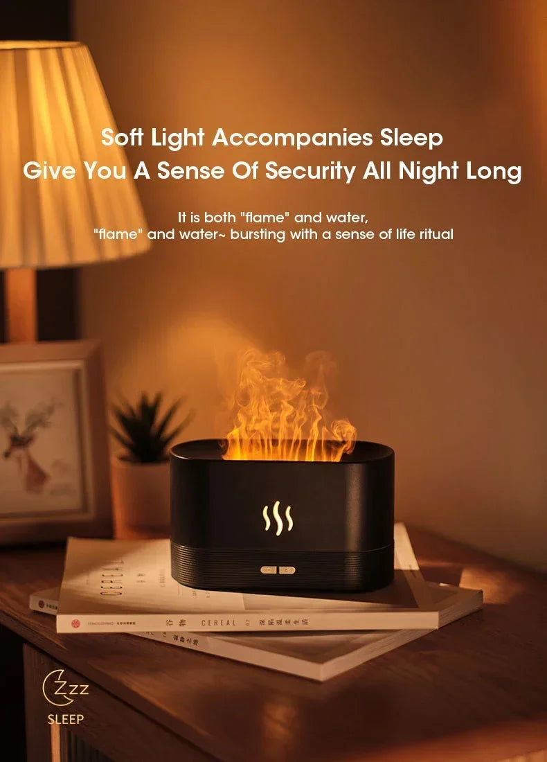 Perfume Humidifier Simulation Flame Aromatherapy Diffuser LED Ultrasonic Air Humidifier Creative Gift Essential Oil Flame Lamp