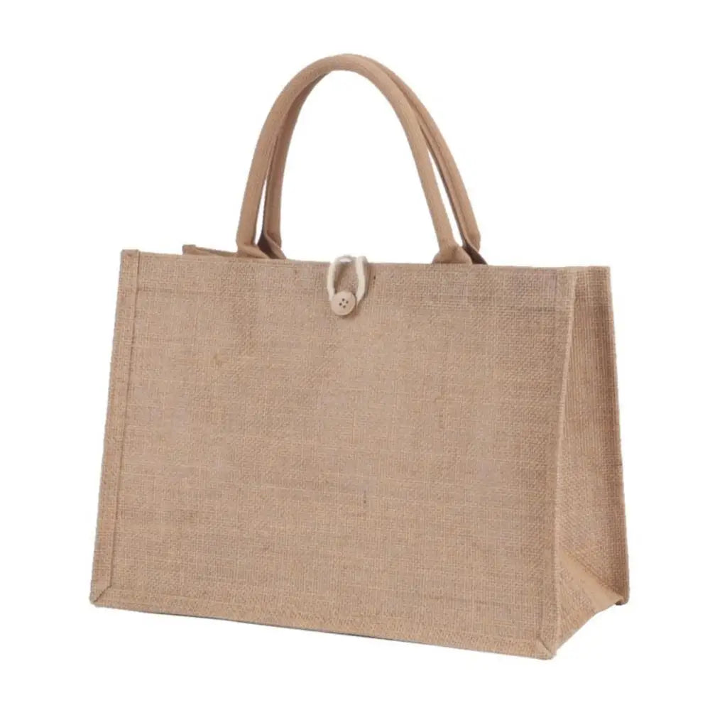 Women Linen Tote Bag Burlap Beach Eco Handbags Portable Top Handle Shopping Bag Large Simple Shoulder Bag Multiple Sizes Handbag