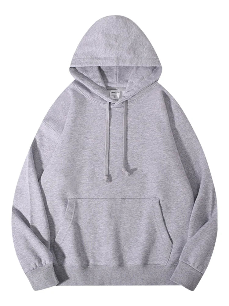 Solid Oversize Hoodies For Women Pocket Casual Loose Hooded Sweatshirt Woman Autumn Cotton Terry Hoodies Women Oversize Pullover