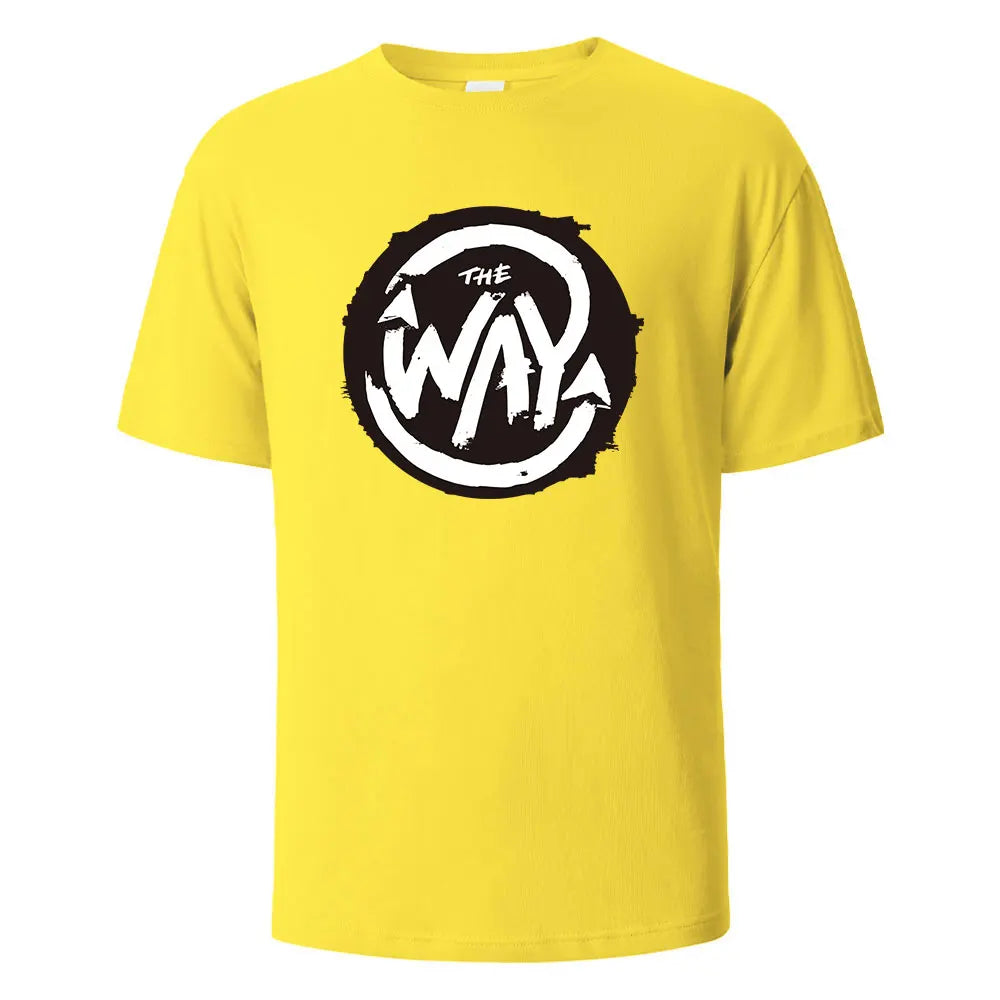 Men's Printed T-Shirt The Way Streetwear 100%Cotton Tops For Men Women Summer Breathable Short-Sleeved Casual O-neck Basic Tees