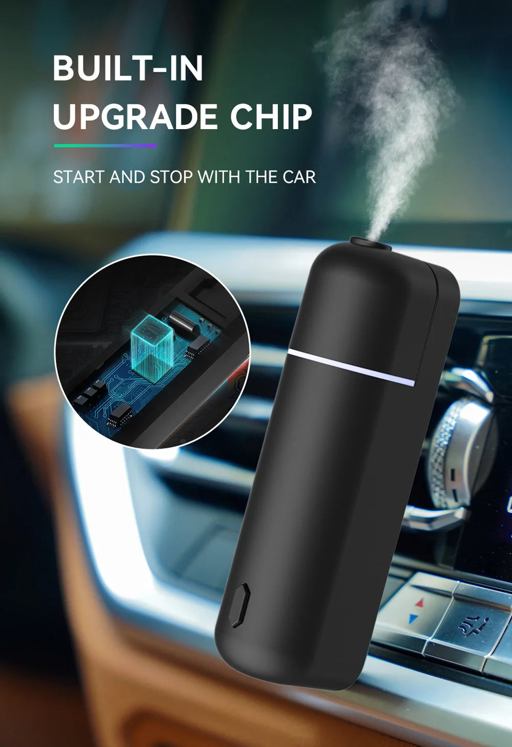 Car Air Freshener Perfume Vent Clip Electric Aroma Diffuser Cordless with 6 Scent Small Portable Gifts Essential Oil Diffuser