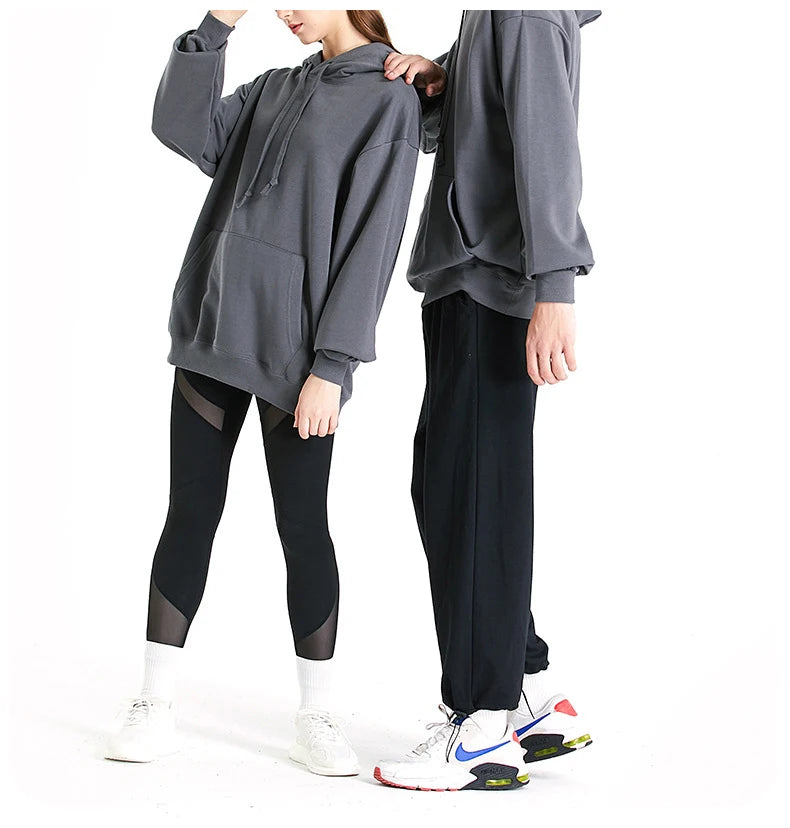 Solid Oversize Hoodies For Women Pocket Casual Loose Hooded Sweatshirt Woman Autumn Cotton Terry Hoodies Women Oversize Pullover