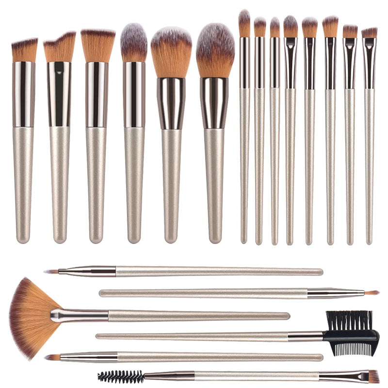 Hot Champagne Makeup Brushes Set for Women Cosmetic Foundation Powder Blush Eyeshadow Kabuki Blending Make Up Brush Beauty Tools