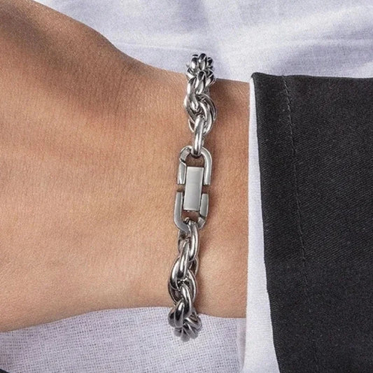 Twisted Chain Bracelet for Men Women Stainless Steel Silver Color Chain Bracelets Bangle Male Jewelry Gift Wholesale