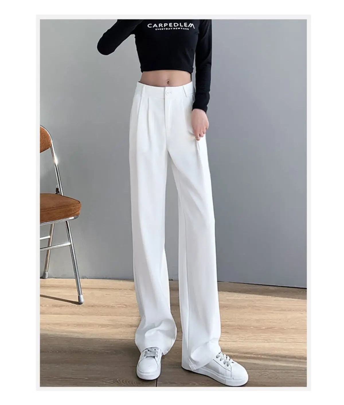 Trousers for Women Summer Women's Suit Pants 2024 White High Waist Fluid Korean Style Wide Leg Palazzo Straight Fashion Casual