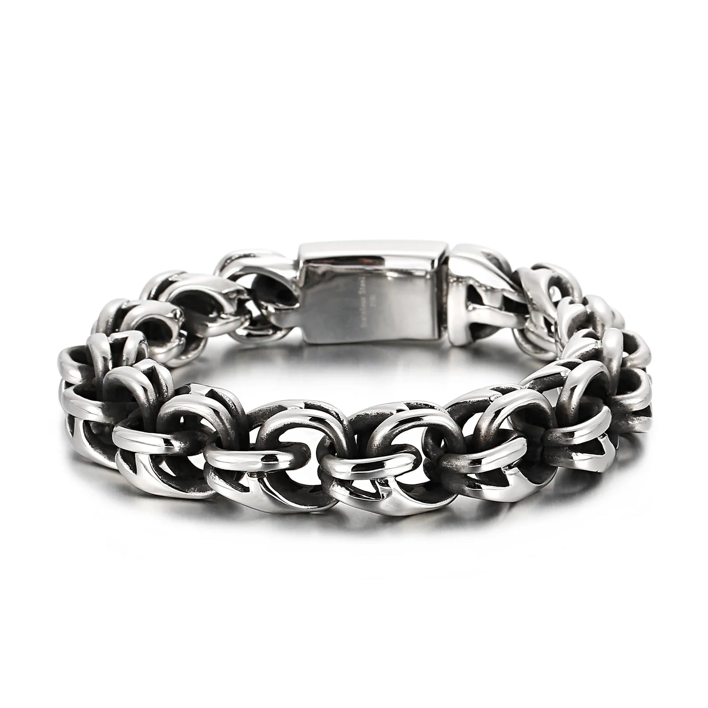 Twisted Link Chain Men Bracelet Mens 9 Inches Stainless Steel Hand Geometry Chain Armband Biker Hip Hop Bracelet Jewelry