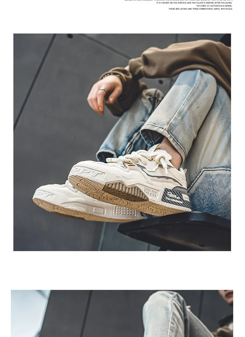 2025 New Men's Shoes Summer Versatile Thick soled Casual Flat Shoes Anti slip Youth Sports Trendy Shoes