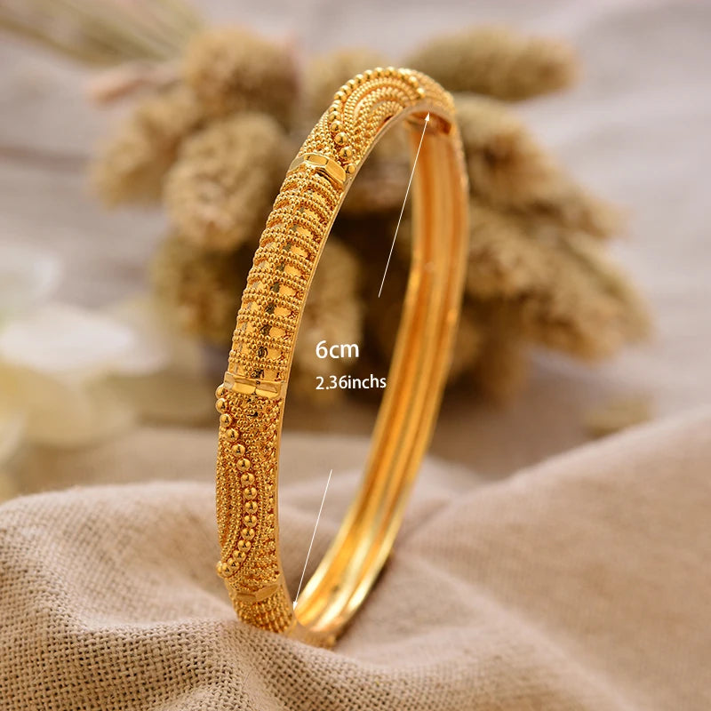 Luxury Vintage Gold Plated Bangles For Women Girls  Arabia Bridal Wedding Jewelry Gifts