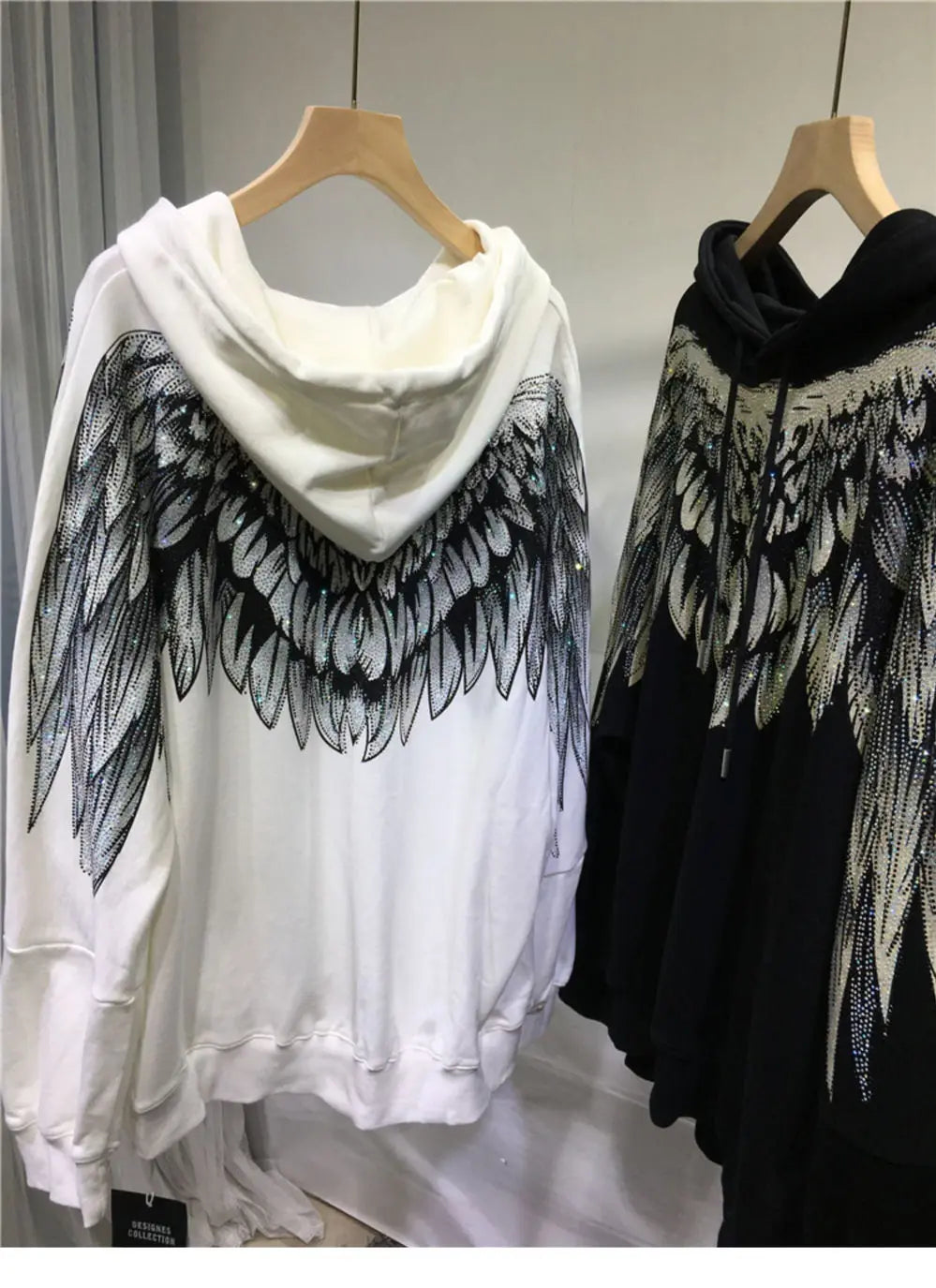 Streetwear Hoodie Women Clothing Harajuku Heavy Diamond Wings Hooded Sweatshirts Casual Fashion Hoodies Y2k Tops 2025 Ropa Mujer