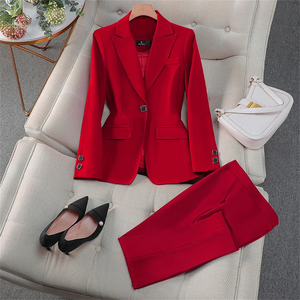 Tailor Made Women Suits Office Ladies Female Business Work Wear 2 Pieces Set Formal Blazer Suits (Jacket+Pants)