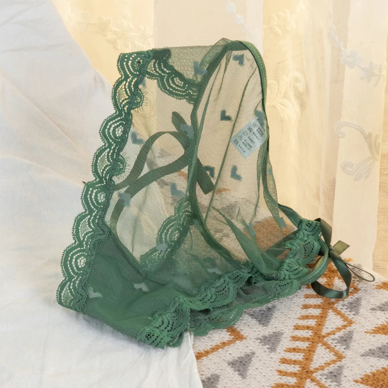 Women's Sexy Lace Underwear Panties Delicate Soft Comfortable Underpants Fashion Female Mesh Up Bow Low-Rise Briefs