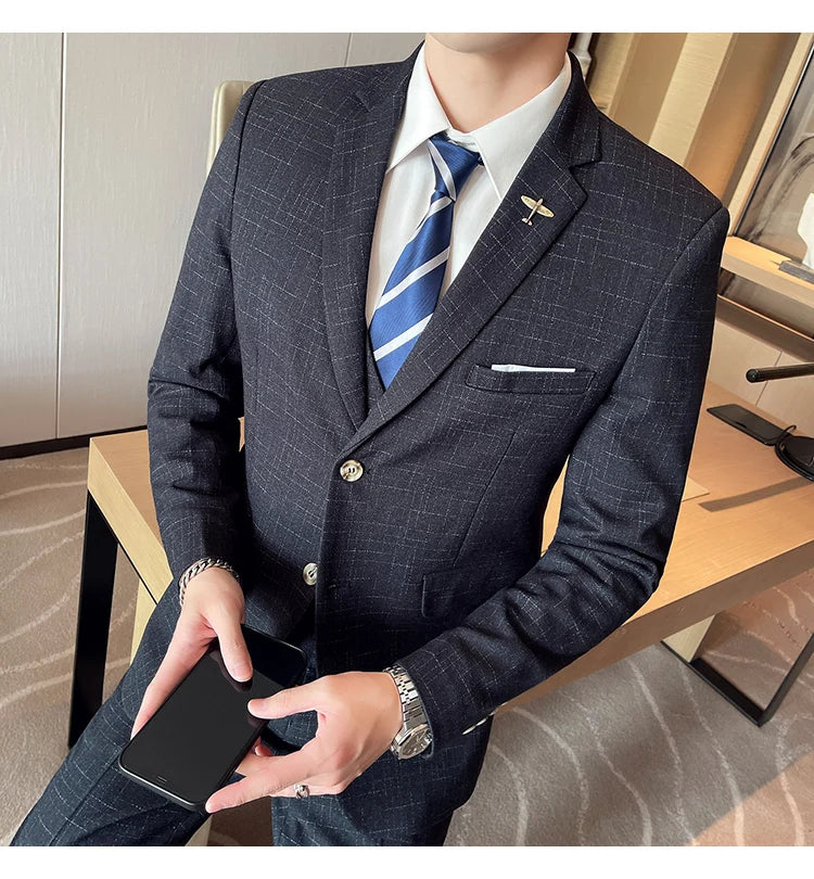 High-quality wedding suit for men, fashionable business, professional groom and best man, handsome two-piece set