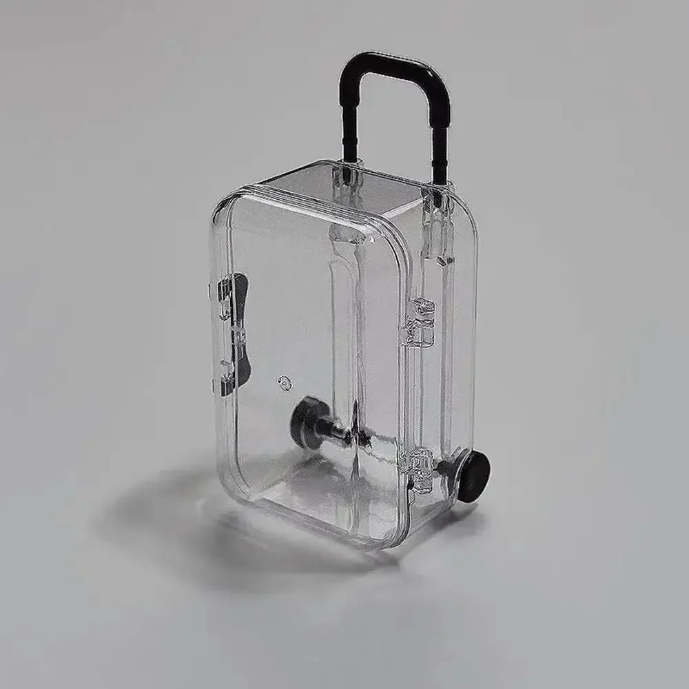 Mini Luggage Jewelery Storage Box Cute Clear Trolley Suitcase Candy Box Creative Jewelry Display Case Wedding Gift Packaging Box