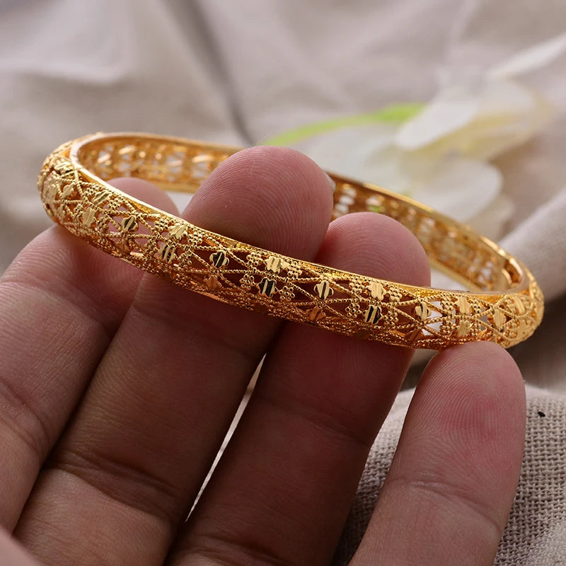 Luxury Vintage Gold Plated Bangles For Women Girls  Arabia Bridal Wedding Jewelry Gifts