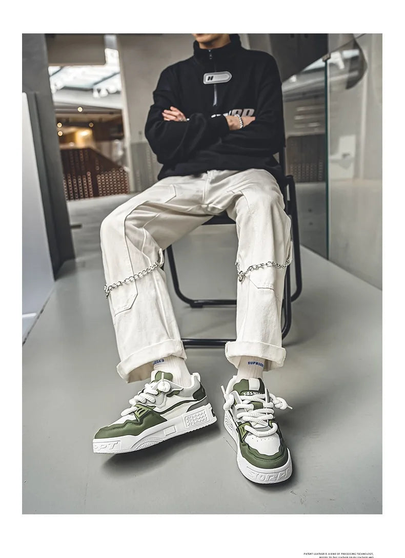 2025 New Men's Shoes Summer Versatile Thick soled Casual Flat Shoes Anti slip Youth Sports Trendy Shoes