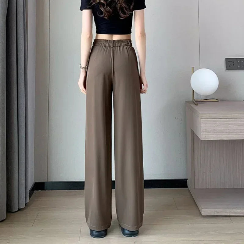 Women Suit Pants Lady Baggy High Waist Wide Leg Solid Color Trousers Female Designer Straight Leg Mom Classic Office Pant Slacks