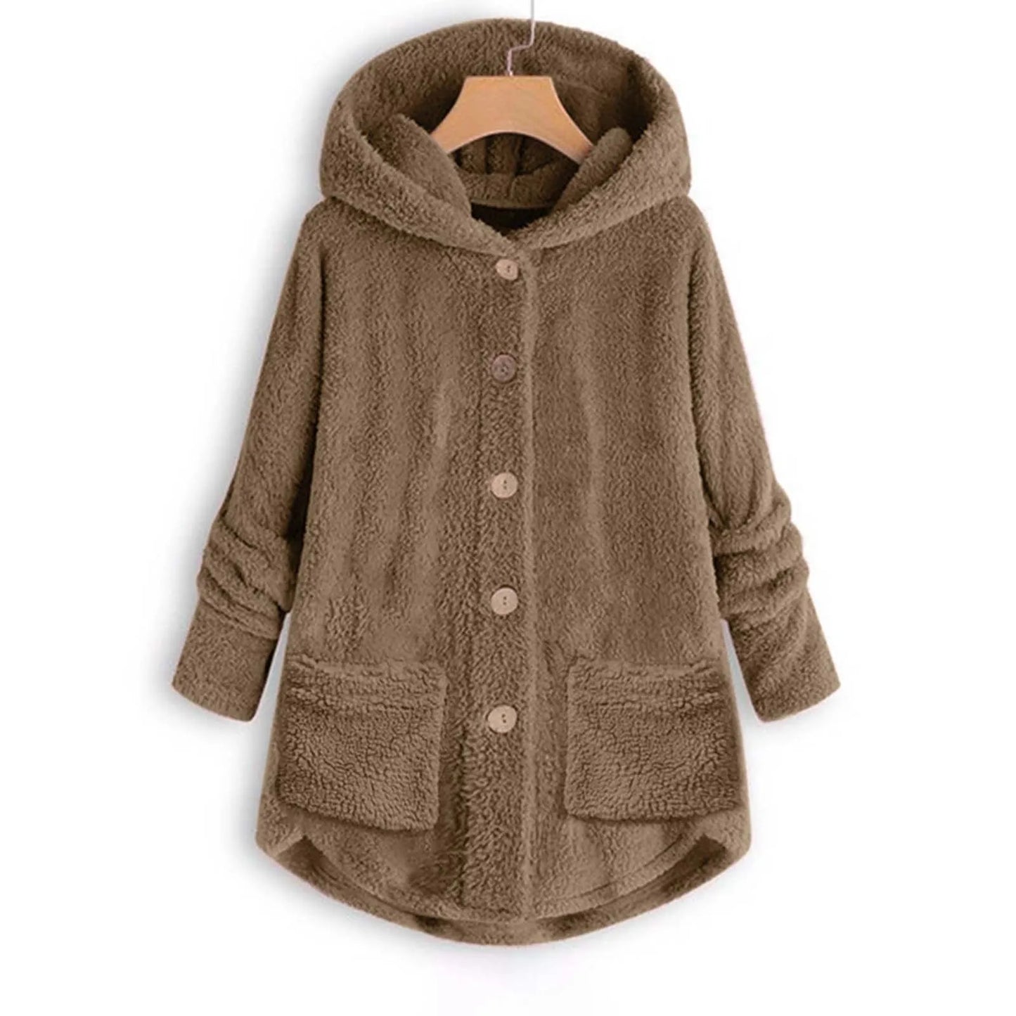 Women's Coat Winter Coat Fashion Plush Pocket Irregular Long Sleeve Keep Cat Ears Warm Coat