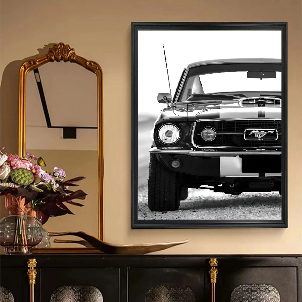 Modern Fashion Wall Art Simple Black And White Luxury Car Poster HD Posters Home Room Bar Cafe Decor Art Wall Painting Picture