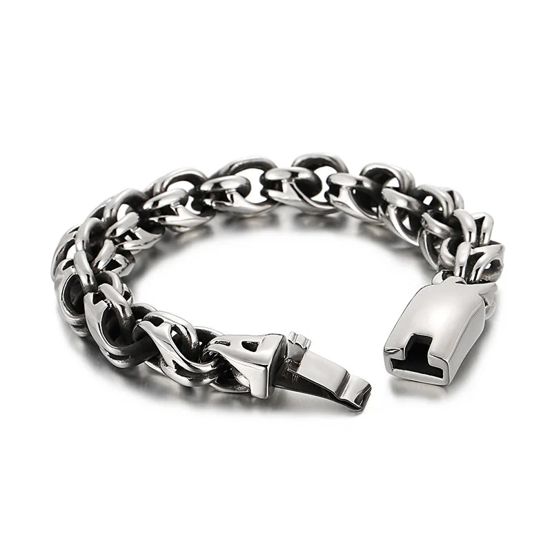 Twisted Link Chain Men Bracelet Mens 9 Inches Stainless Steel Hand Geometry Chain Armband Biker Hip Hop Bracelet Jewelry